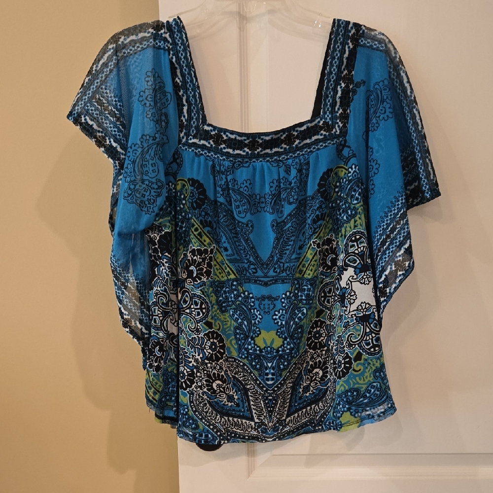 Cocomo Blue and Black Patterned Blouse
